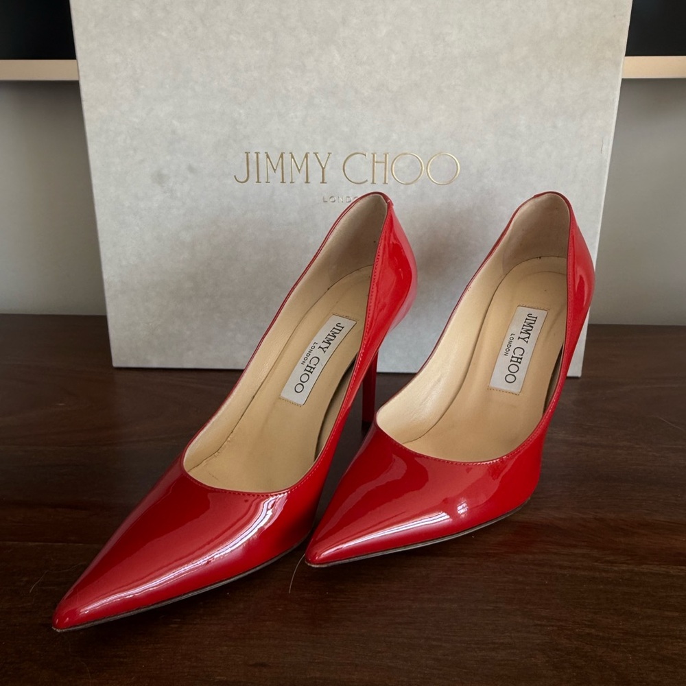 Jimmy Choo Love 100 Red Patent Leather Heels